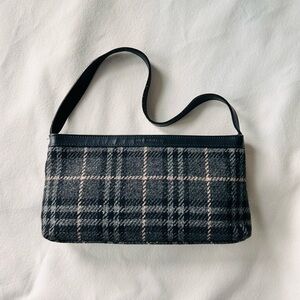 Rare Vintage Burberry Tweed and Leather shoulder bag